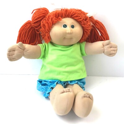 Cabbage Patch Kids Signed Xavier Roberts '84 Soft Doll Hard Face Redhead Pigtail