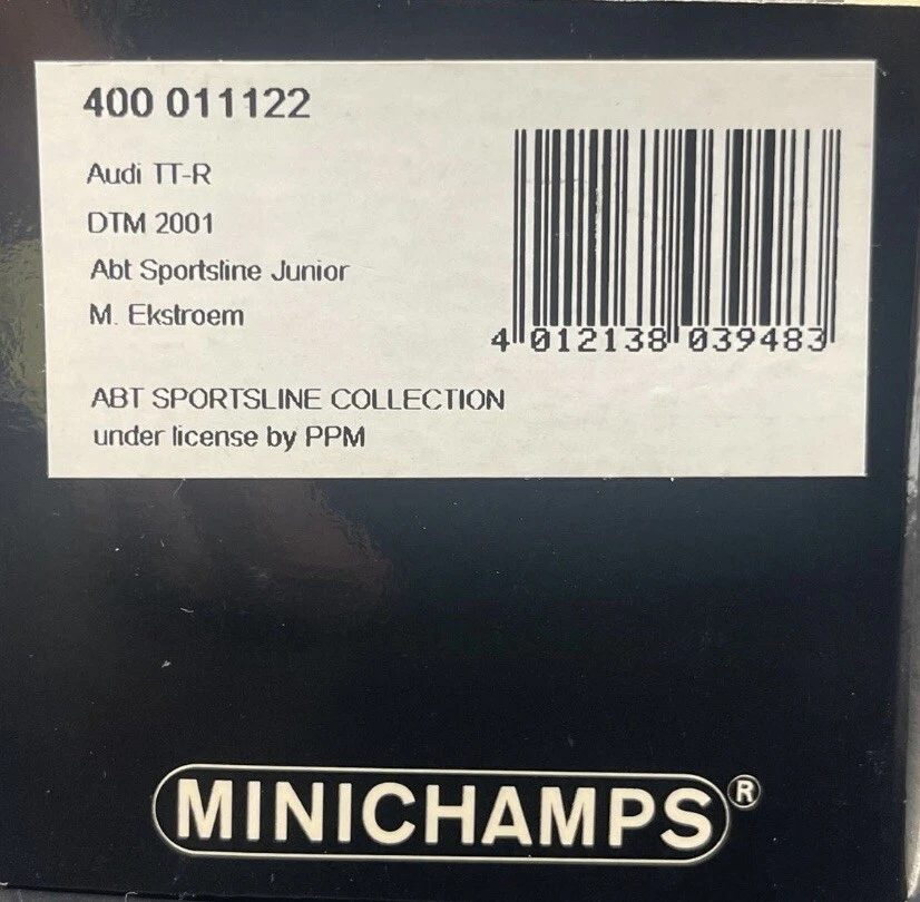 Minichamps 1/43 Audi TT-R DTM 2001 Abt Sportsline Junior Ekstroem 400011122 - Image 4 of 4