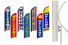 Welcome Full Curve Windless Swooper Flag Pole Kit Drive In
