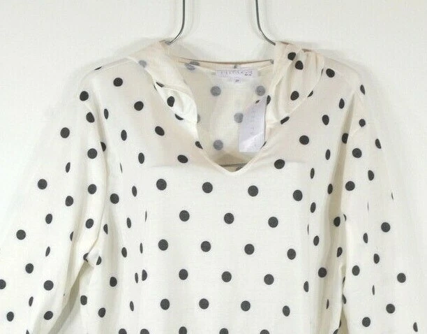 Nueva blusa con capucha para mujer 2X blanca a lunares manga larga talla grande nueva con etiquetas Foto 4 de 4