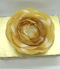 TanFlower Pin Fabric Brooch Hair Clip Lapel Accent Carnation 3 inch