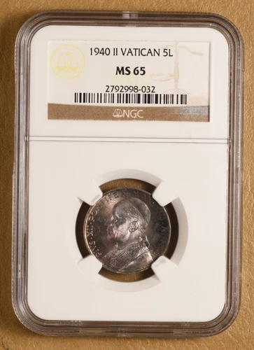 1940 II Vatican City Silver 5 Lire NGC MS65