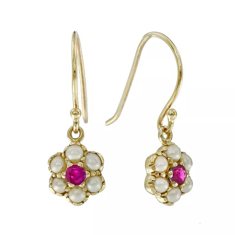 Ruby and hot sale pearl drop earrings