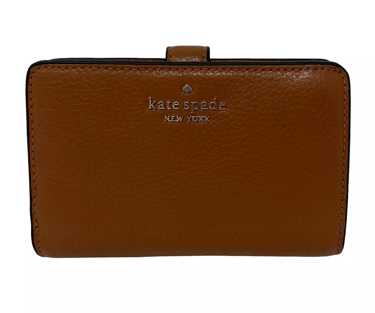 Kate Spade Leila Medium Compact Bifold Wallet Warm Ginger Pebble Leather  $189