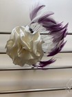 Fascinator Headband Cream Rose, Magenta Feathers — photo 3