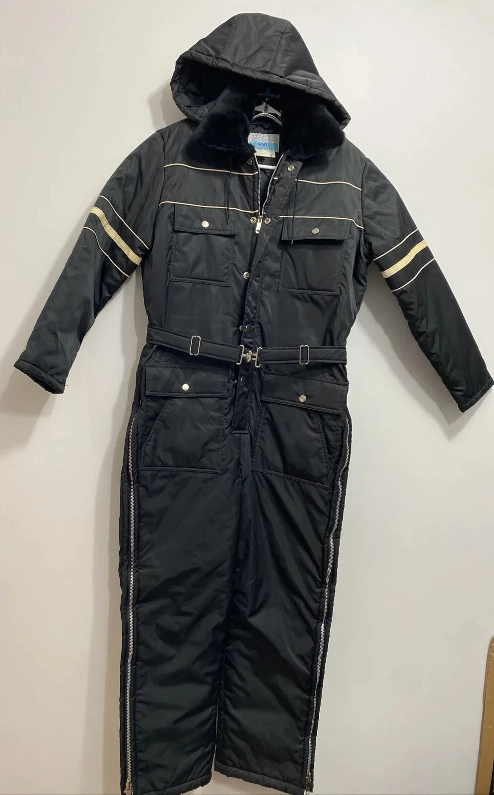 VTG SEARS Work Leisure Insulated Coveralls Ski One Piece Hood Mens Sz 38 SHORT