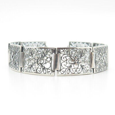 835 Silver Vintage Ornate Panel Link Bracelet 7.5 835 Silver Vintage Ornate Panel Link Bracelet 7.5