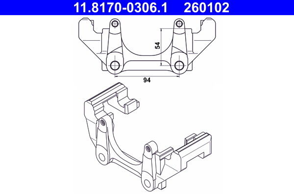 ATE 11.8170-0306.1 Halter, Bremssattel Vorderachse FÜR Audi Seat Skoda VW-image
