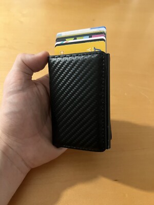portafoglio uomo slim Clip Per Carte Sottile Lisca Nero 
