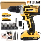 Cordless Brushless Impact Driver Hammer Drill Combo Kit with 2 Battery & Charger