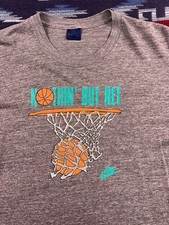 VTG 80s Nike Blue Tag Spellout Nothin But Net Shirt USA Made Single Stitch XL