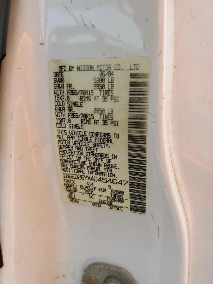 00-04 NISSAN XTERRA FRONTIER 3.3L V6 MANUAL ESTÁNDAR TRANSMISIÓN MT 4x4 Foto 4 de 4