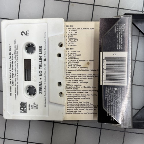 2 Lot cassette lot zebra no telling lies 80054-4 Atlantic Vintage - Picture 3 of 12