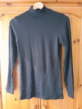 M&S Women's Heatgen Medium Thermal Turtleneck Top In Black. Size 10 UK