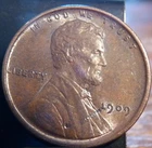 1909 Lincoln Copper Wheat Cent, Philadelphia     FREE SHIPPING
