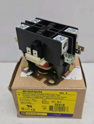 Square D 8910DP42V02 600Vac 2 Pole Definite Purpose Contactor w/ 120Vac Coil