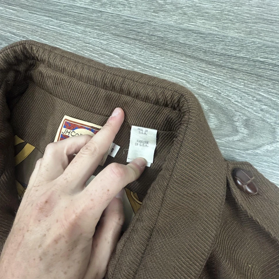 Vintage Wool Bomber Jacket Womens 8 Brown Wool Satin Made in USA 80s - Image 4 of 4