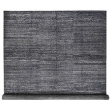 13'x18' Charcoal Black Textured Pile Wool and Silk Hand Knotted XL Rug 78570