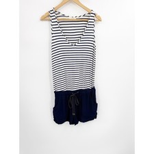 Drew Anthropologie Striped Sleeveless Romper Navy White XS Made in USA
