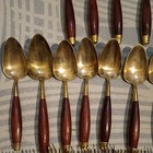 Vintage Wooden Handles A Brass Flatware/Cutlery Set  — photo 3