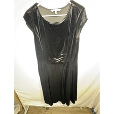 SANDRA GARREN Black Velvet Cap Sleeve Sheath Dress Size L