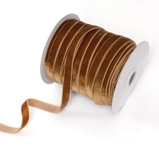 50 Yards Brown Velvet Ribbon 3/8 Inch for Gift Wrapping, Vintage Single 