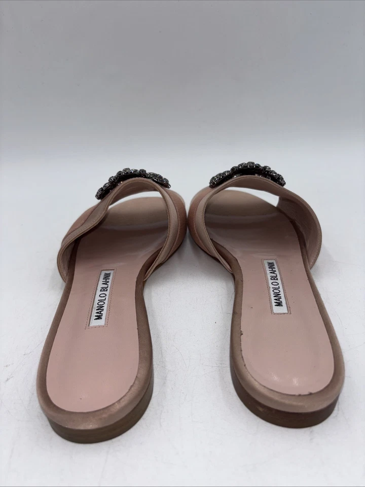 Manolo Blahnik Martamod Satin Sliders with Jewel Buckle Size 38 - Image 4 of 4