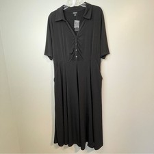 Torrid Midi Studio Knit Ruched Collared Dress Deep Black