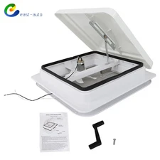 14" RV Trailer Roof Vent Complete 12V Fan w/ 6"Blades White Lid Interior Garnish