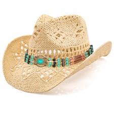 Cowboy Hat,Cowgirl Hat,Cowboy Hats for Women/Mens/Straw Wide with Shapeable B...