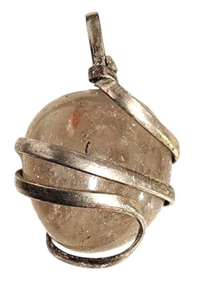 Smoky Quartz Round Wire Wrap Pendant Healing Charm FLAW Free Shipping 