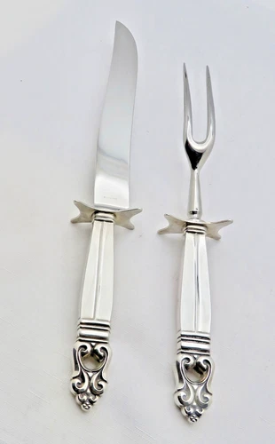 Royal Danish by International Sterling Silver Handle  Large Roast Carving Set