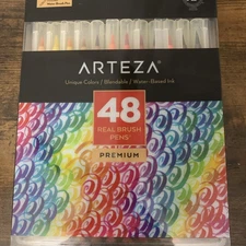 Arteza Real Brush Pens 48 Colours For Watercolour Painting With Flexible Nylon