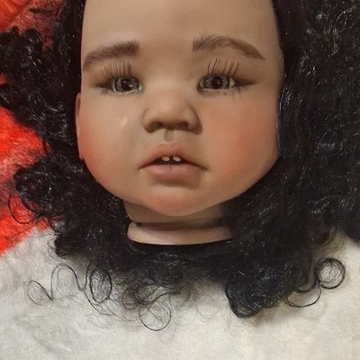 28'' Lifelike Reborn Baby Doll Kit Dark Skin African Girl Toddler Rooted Hair Toy