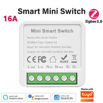 Zigbee Wifi Smart Light Switch Mini 16A/20A Relay for TUYA Alexa Google Timer Fu