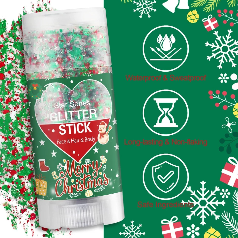 Barra de brillo corporal de Navidad, gel de brillo facial impermeable de Halloween, brillo grueso Foto 2 de 4