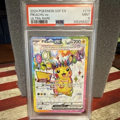 Pokémon Pikachu Ex 219/191 Ultra Rare Holo Sv08 Surging Sparks PSA 9 English