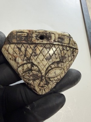 Ojuelos De Jalisco Authentic Alien Stone Carved Pendant   