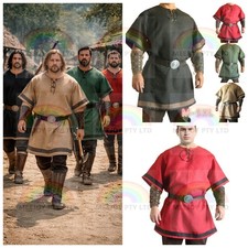 Men Medieval Renaissance Viking Tunic Shirt Knight Halloween Costume