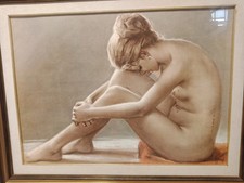 Quadro dipinto nudo di una donna seduta