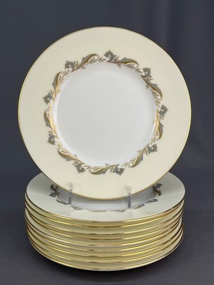 10 Vtg MINTON #H5184 Gold Laurentian 7 3/4'' Salad Plates; England; Mint