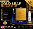 Gold Leaf Kit - 100 Gold Sheets Brushes Adhesive Art Gilding Kit