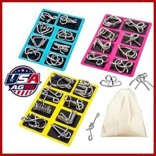 Metal Wire Puzzle Set of 24 with Pouch,Brain Teaser IQ Test Trick Toy for Party