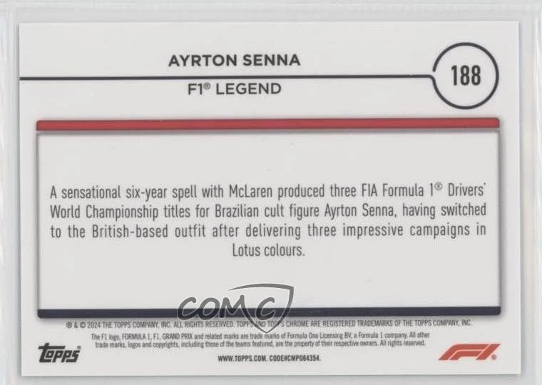 2024 Chrome Formula 1 Logofractor Edition Green Refractor /99 Ayrton Senna HOF - Image 2 of 2