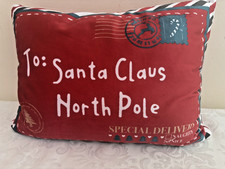 Christmas Xmas Cushion 36 x 25 cm Decoration Zip Washable Fabric Red Ornament