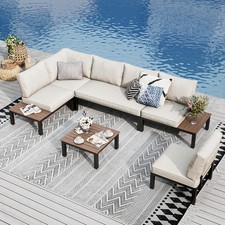 Metal Corner Sofa U-Shaped Outdoor Sectional Garden Furniture 6 Seaters Best New