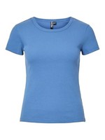 T-Shirt Damen Pieces Pcmay Geripptes Kurzarm GrößE S/M Schwarz Baumwolle