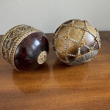 Vintage Decorative Balls Orbs, Set of 2    (4 inch) 