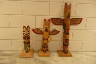 3 Totem Poles / Hand Carved / Ye Old Curiosity Shop Signed Artists