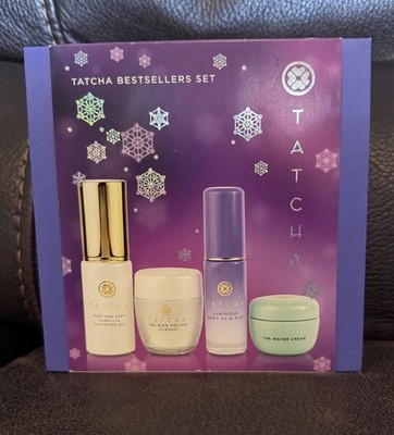 Tatcha Bestsellers Set Cleansing Oil Enzyme Powder Mist Water Cream 4pc Gift Set